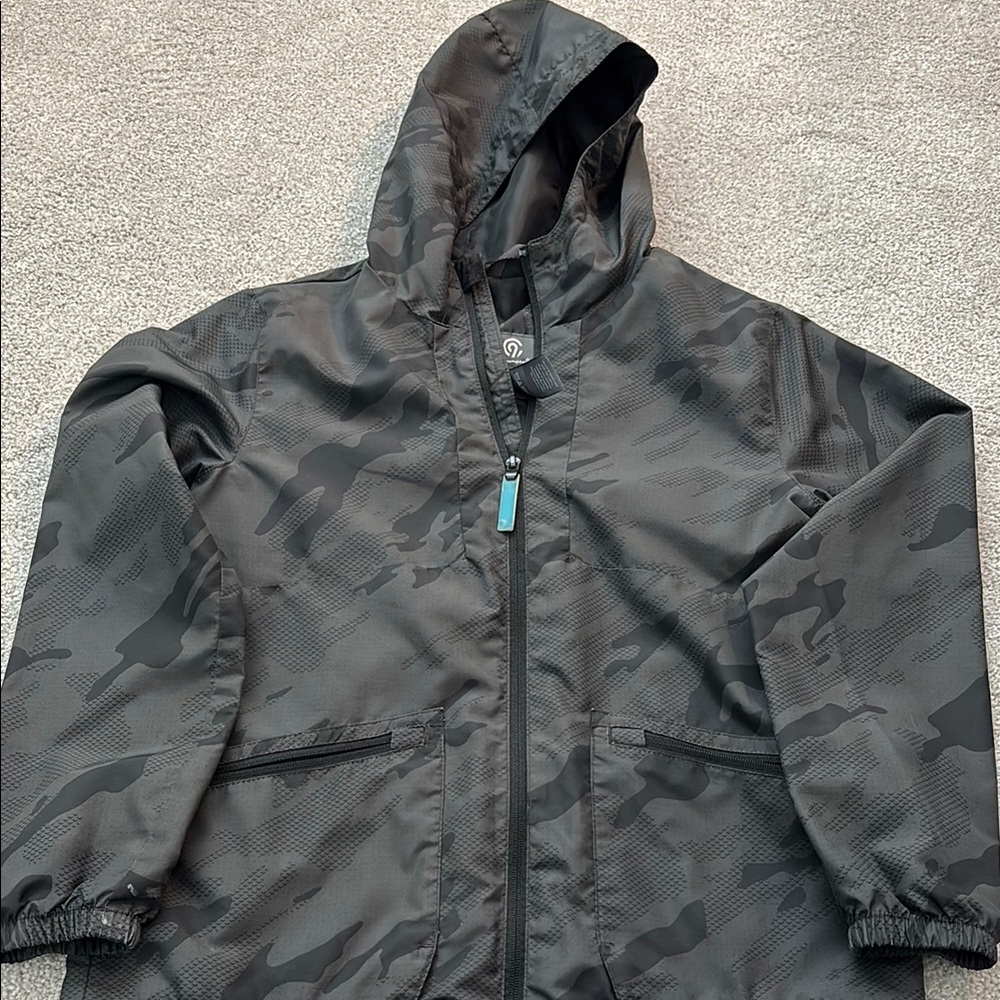 Gray Camouflage Hooded Jacket